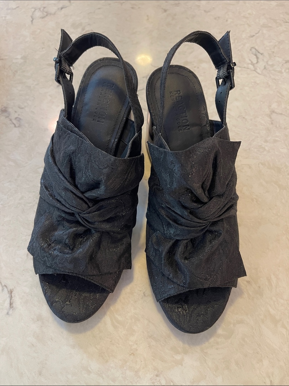 Reaction Kenneth Cole Black Knot-Front Slingback Heels